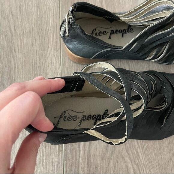 Free People Lost Valley Black Leather Strappy Booties - Picture 5 of 11